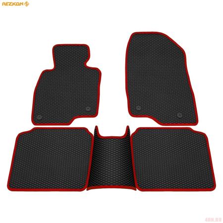 Коврики салона Rezkon EVA cоты резиновые для Mazda 6 (2013-2025) с красным кантом № 9023015204