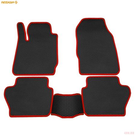 Коврики салона Rezkon EVA резиновые для Ford Fiesta (2015-2017) с красным кантом № 9016005204