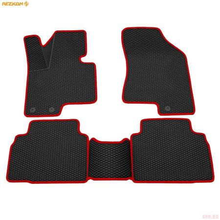 Коврики салона 3D EVA ромб резиновые для Hyundai ix35 (2010-2015) с красным кантом № 9220040104
