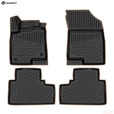 Коврики салона 3D для Haval Jolion (2021-2025) 2WD с бежевым кантом № KANT.ELEM3DAN0015210k.bg