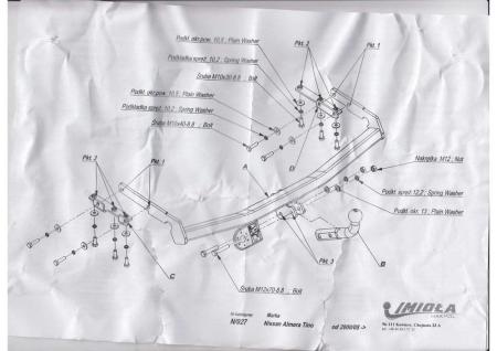 Фаркоп Imiola для Nissan Almera Tino (2000-2007) № N.027