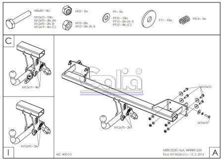 Фаркоп Galia для Mercedes GLA-Class (2014-2017) № M134A