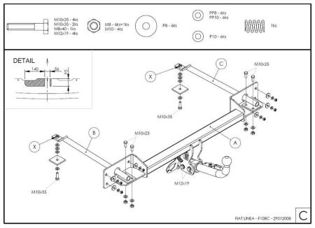 Фаркоп Galia для Fiat Linea (2007-2012) № F108A
