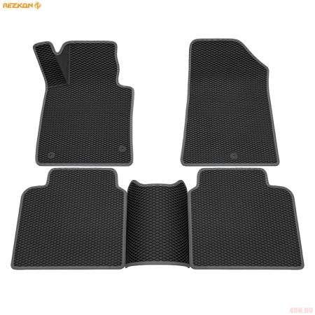 Коврики салона 3D EVA Ромб резиновые для Kia Optima (2016-2020) с серым кантом № 9221015202