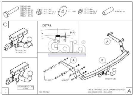 Фаркоп Galia для Renault Sandero (2014-2022) № D044A