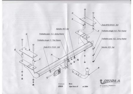 Фаркоп Imiola для Opel Astra H хэтчбек (2004-2009) № O.030