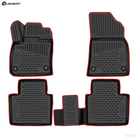 Коврики салона 3D для Geely Monjaro (2022-2025) с красным кантом № KANT.ELEM3DA67450210k.rd