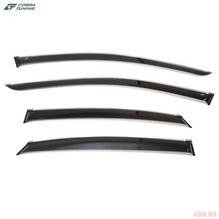 Дефлекторы окон для Kia Cerato седан (2018-2025) с хромированным молдингом № K15518CR