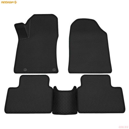 Коврики салона 3D EVA ромб резиновые для Kia Ceed (2018-2025) с черным кантом № 9221005301