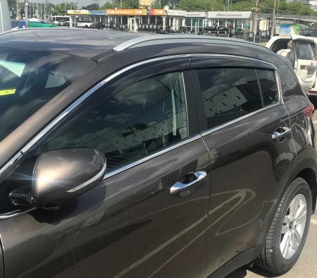 Дефлекторы окон Alvi-Style для Toyota RAV4 (2019-2025) с нержавеющим молдингом № ALV424M