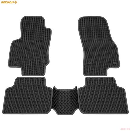Коврики салона Rezkon EVA cоты резиновые для Volkswagen Tiguan (2017-2023) с серым кантом № 9035025202