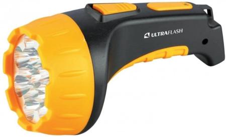 Фонарь Ultraflash аккумуляторный 220В, черный/желтый, 15 LED, 2 режима, SLA, пластик, коробка LED3815