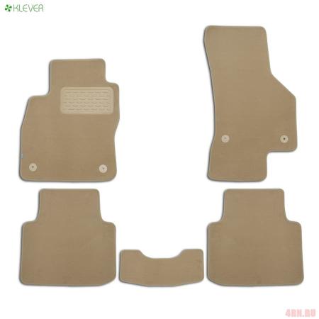 Коврики в салон Klever текстильные Premium для Skoda Superb седан (2016-2024) 5 шт. бежевые № KLEVER04451822112kh