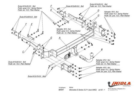 Фаркоп Imiola для Mercedes E-Class (S211) универсал (искл. AMG) (2003-2009) № M.041