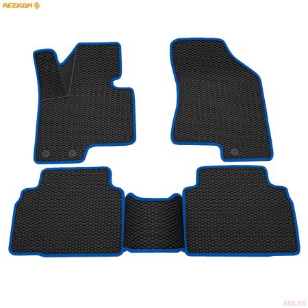 Коврики салона 3D Eva ромб резиновые Kia Sportage (2010-2015) с синим кантом № 9221040203