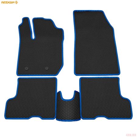 Коврики салона Rezkon EVA резиновые для Lada (ВАЗ) XRAY (2015-2022) optima, с синим кантом № 9039055103