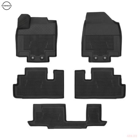 Коврики салона оригинальные для Nissan Pathfinder (2021-2025) 3 ряда, цельное сиденье № KR7486T089BE
