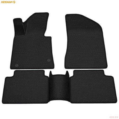 Коврики салона 3D EVA ромб резиновые для Kia K5 (2020-2025) с черным кантом № 9221065101