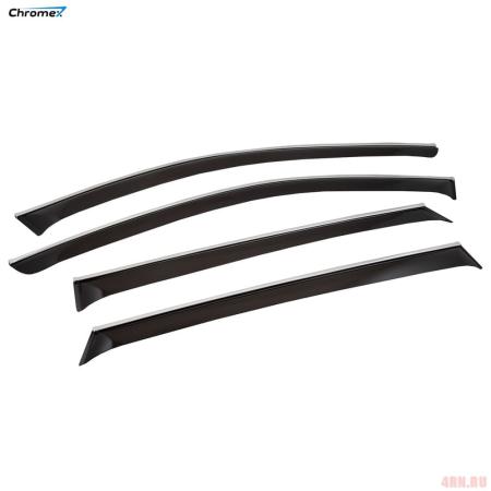 Дефлекторы окон Chromex для Mazda CX-9 (2016-2025) с хромированным молдингом № CHROMEX.63024