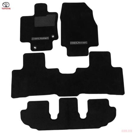Коврики салона текстильные антрацит оригинальные для Toyota Highlander (2020-2025) № PW2100E013