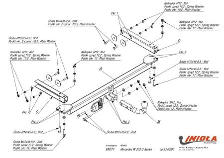 Фаркоп Imiola для Mercedes C-Class (W202) седан (1993-2000) № M.011