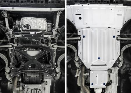 Защита двигателя, КПП и раздаточной коробки для Audi Q8 (2018-2025) 3 части № K333.0348.1