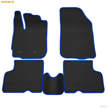 Коврики салона EVA резиновые соты для Renault Duster 4x4 (2012-2020) с синим кантом № 9129005103