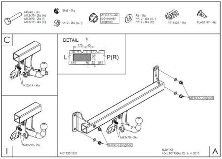 Фаркоп Galia быстросъемный для BMW X3 (F25) (2010-2014) № B019C