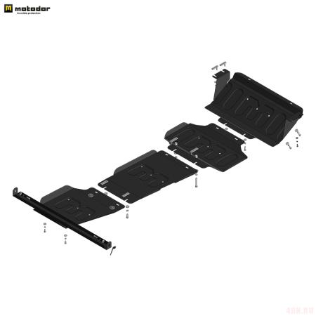 Защита картера, радиатора, КПП и раздаточной коробки для DongFeng DF6 (2022-2025) № 78603