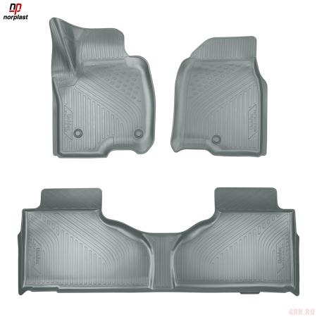 Коврики салона 3D для Cadillac Escalade (2020-2025) (1,2 ряд) серые № NPA11-C10-360-1-G