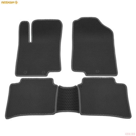 Коврики салона EVA cоты резиновые для Kia Rio (2011-2016) с серым кантом № 9121020202