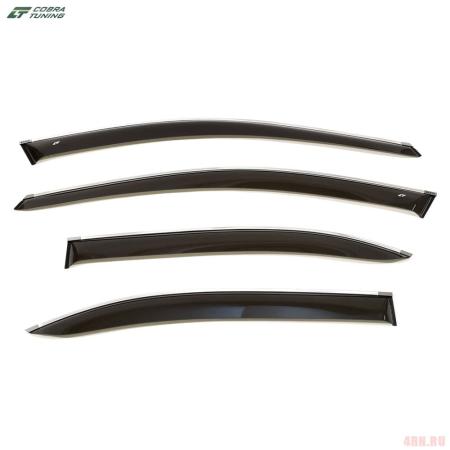Дефлекторы окон для Skoda Rapid (2020-2023) с хромированным молдингом № S22720CR