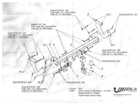 Фаркоп Imiola для Citroen Jumpy (2016-2024) быстросъемное крепление № C.A42