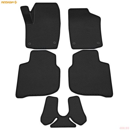 Коврики салона 3D EVA Ромб резиновые для Volkswagen Polo (2020-2025) с черным кантом № 9235020201
