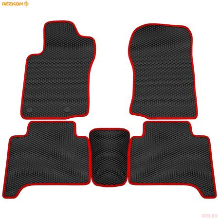 Коврики салона EVA ромб резиновые для Toyota Land Cruiser Prado 150 (2017-2025) с красным кантом № 9034030304