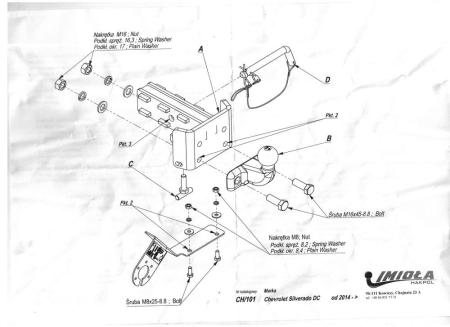 Фаркоп Imiola усиленный для Chevrolet Silverado (2014-2019) № CH.101