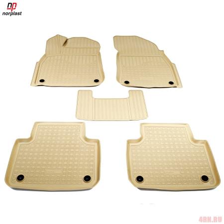 Коврики 3D салона для Volkswagen Touareg (2018-2025) бежевые № NPA11-C95-700-B