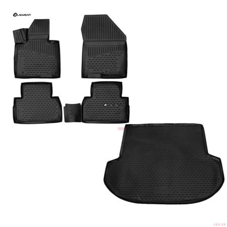 Комплект резиновых ковриков в салон и багажник Hyundai Santa Fe IV 5-ти местный