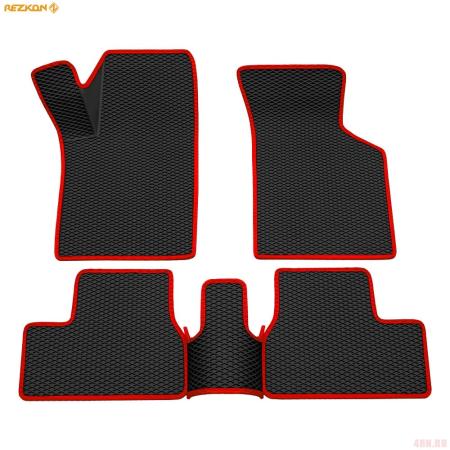 Коврики салона 3D EVA ромб резиновые для Lada (ВАЗ) Granta (2190/2191/2192/2194) с красным кантом № 9239015104
