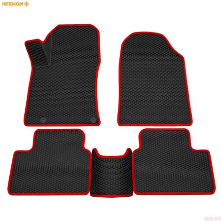 Коврики салона 3D EVA Ромб резиновые для Kia Ceed (2018-2025) с красным кантом № 9221005304