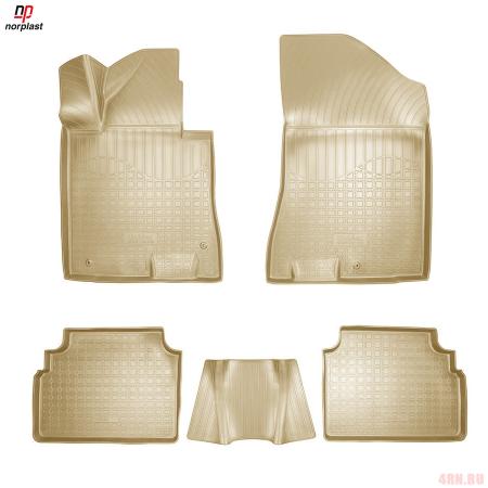 Коврики в салона 3D Norplast для Hyundai Sonata (DN8) (2020-2025) бежевые № NPA11-C31-630-B