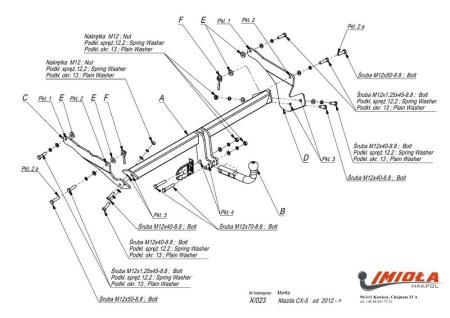 Фаркоп Imiola раборный для Mazda CX-5 (2012-2016) № X.023