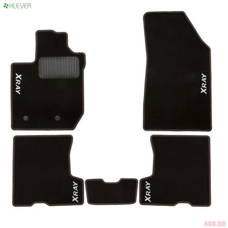 Коврики салона Klever текстильные Premium для Lada (ВАЗ) XRAY (2016-2022) 5 шт., цвет Сандал (для комплектаций без вещевого ящика) № KVR00.052.035.01200kv
