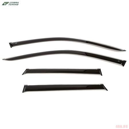 Дефлекторы окон для Volkswagen Touareg (2018-2025) с хромированным молдингом № V25718CR
