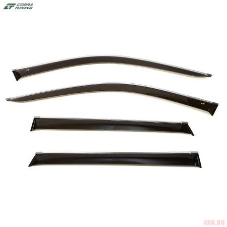 Дефлекторы окон для Changan CS35 Plus (2019-2022) с хромированным молдингом № C60419CR
