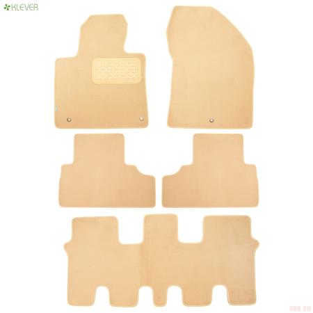 Коврики салона Klever текстильные Premium для Hyundai Santa Fe 7 мест (2018-2020) бежевые № KVR04.020.068.22112kh