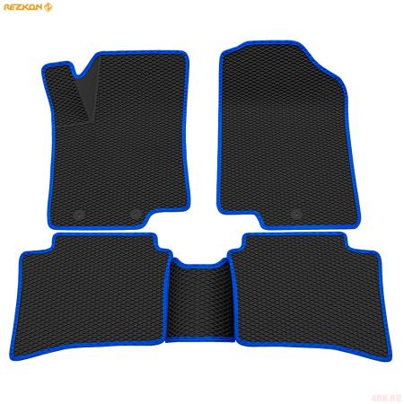 Коврики салона 3D EVA Ромб для Hyundai Solaris (2010-2017) с синим кантом № 9220050103