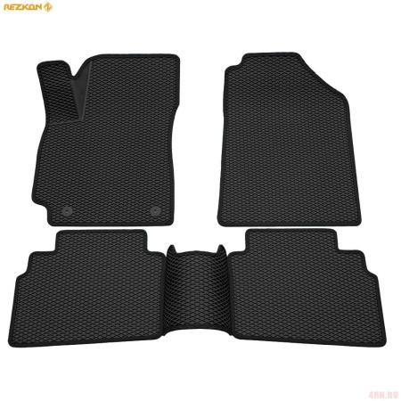 Коврики салона 3D EVA ромб резиновые для Kia Seltos (2020-2025) с черным кантом № 9221050101