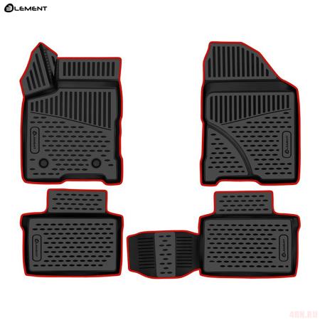 Коврики салона 3D для Lada (ВАЗ) Vesta (2022-2025) с красным кантом № KANT.ELEMEN3DA6732121.rd