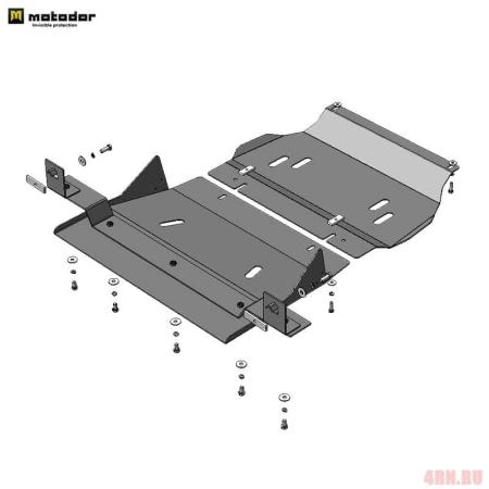 Защита двигателя, переднего дифференциала и КПП для Mitsubishi Pajero Sport 2 (2012-2016) № 31320